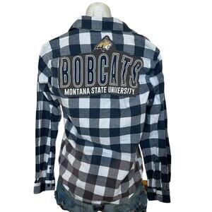 Montana State Bobcat Plaid Flannel Shirt SMALL University Unique Football MSU